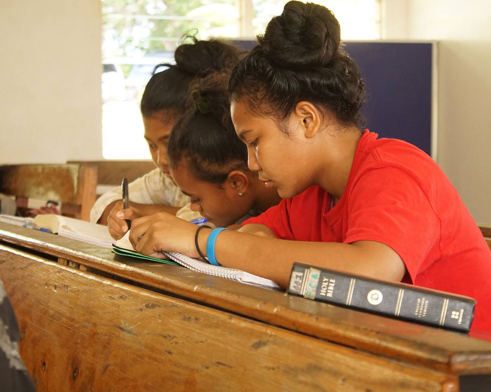 Girls Studying at Faith Christian Academy